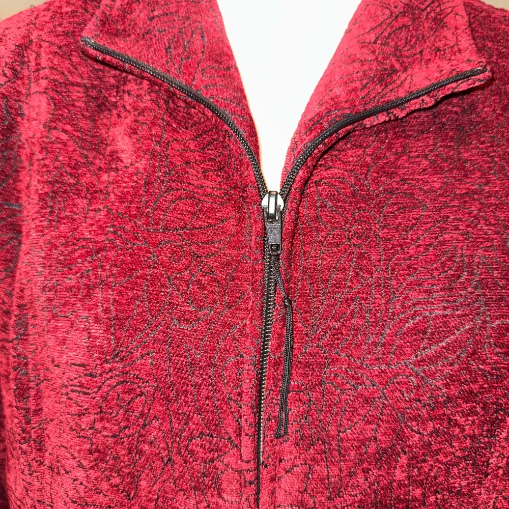 Dress Barn Red Teddy Jacket with Stand-Up Collar